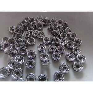 Clear Rhinestone Platinum Plated Bead Spacers 6mm